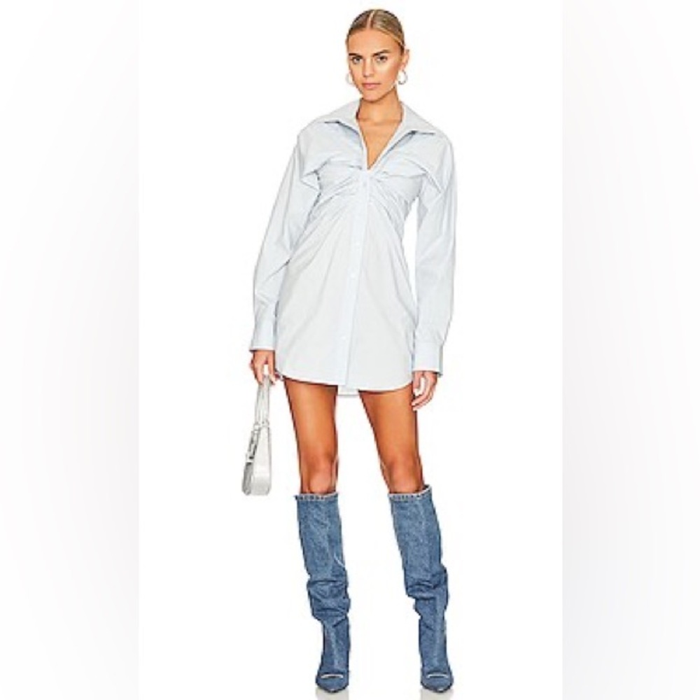 Alexander Wang Blue Twist Mini Shirt Dress